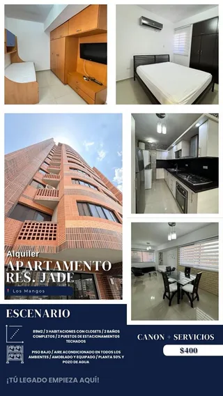 Apartamento en Resd Jade, Los Mangos, cerca del Sagrado Corazón