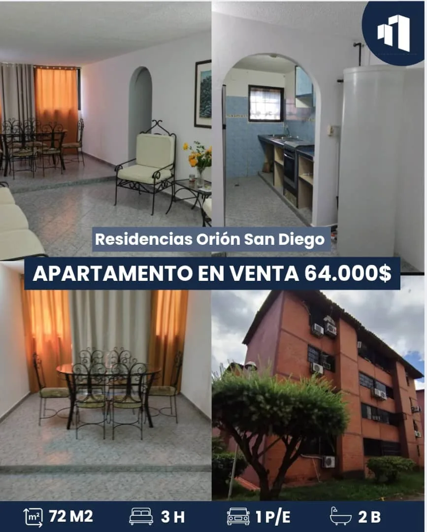 Apartamento en Venta en Residencias Orion, frente a la Universidad José Antonio Páez — 3 hab — USD 64,000