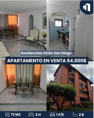 Apartamento en Residencias Orion, frente a la Universidad José Antonio Páez