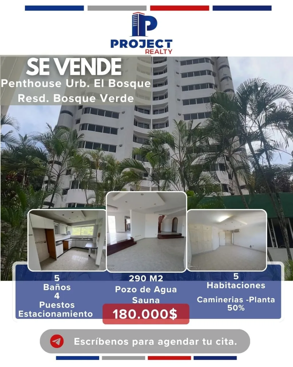 Penthouse en Venta en Urb. El Bosque, Resd. Bosque Verde, Valencia — 5 hab 290m² — USD 180,000