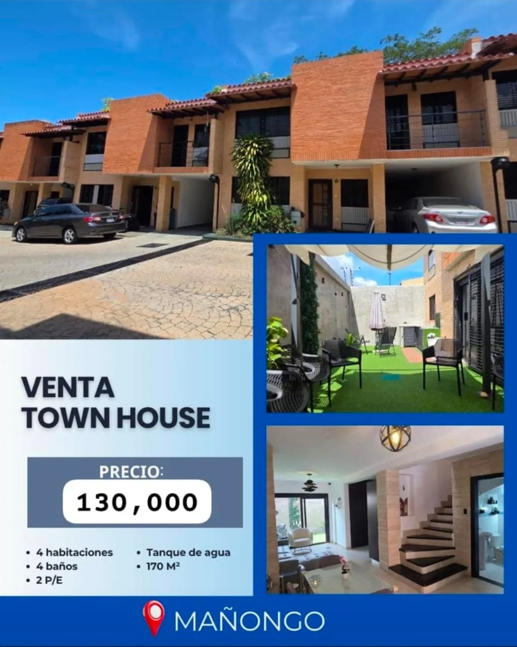 Townhouse en Venta en Mañongo — 4 hab 170m² — USD 130,000