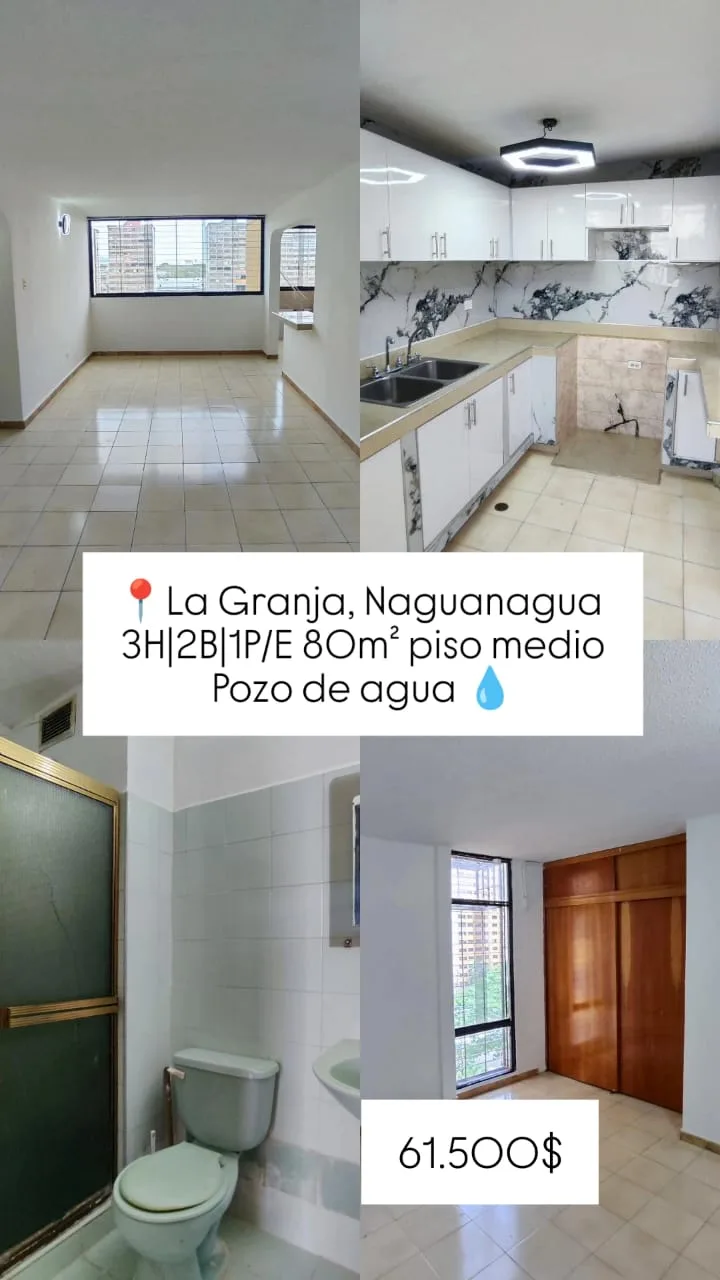 Apartamento en Venta en Res. Olimpic Garden, Urb La Granja, Naguanagua — 3 hab 80m² — USD 61,500