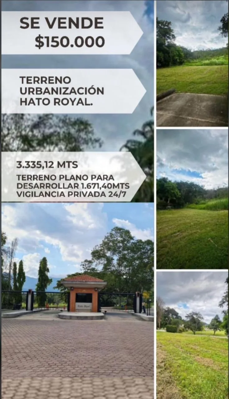 Terreno en Venta en Urb. Hato Royal en Guataparo - Valencia 3335m² — USD 150,000