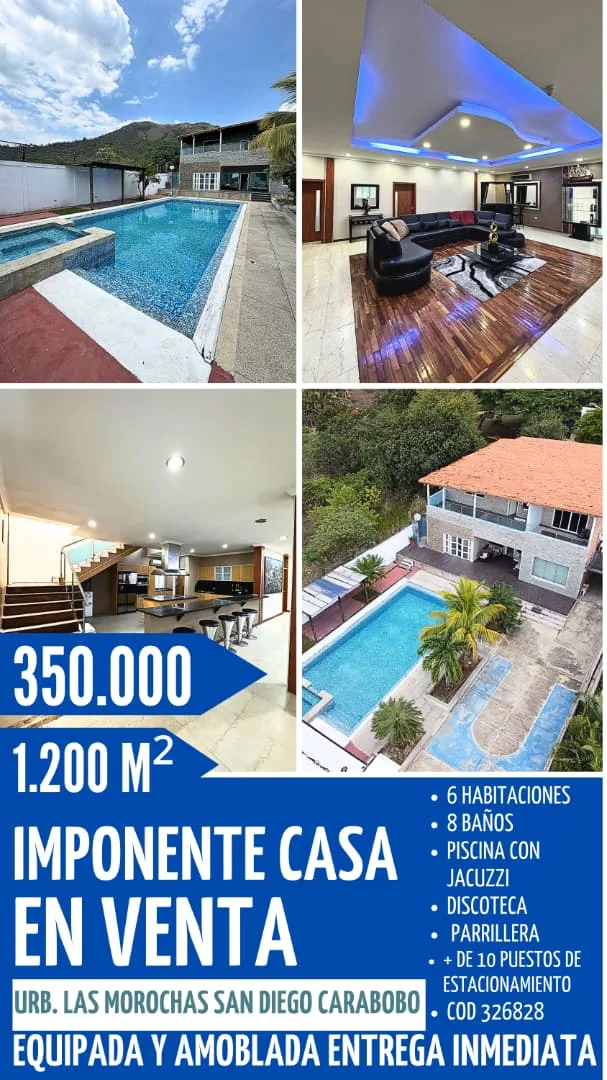 Casa en Venta en La Urbanización Las Morochas San Diego Carabobo — 6 hab 1200m² — USD 350,000