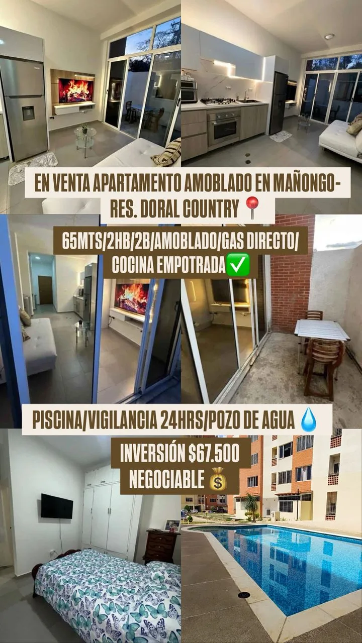 Apartamento en Venta en MAÑONGO RES. DORAL COUNTRY — 2 hab 65m² — USD 67,500