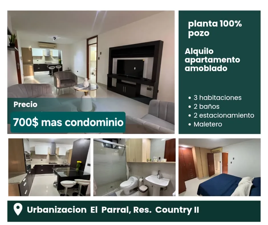 Apartamento en Alquiler en El Parral Residencias Country II — 3 hab 108m² — USD 700