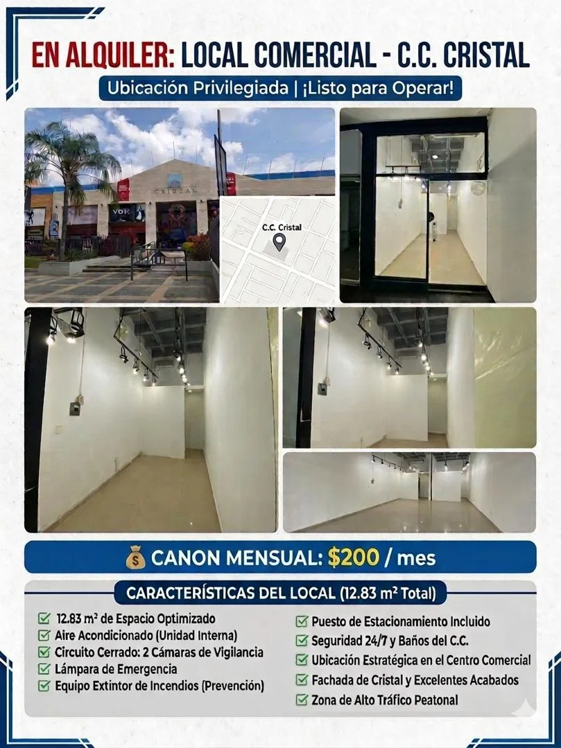 Local en Alquiler en C.C. Cristal 12m² — USD 200