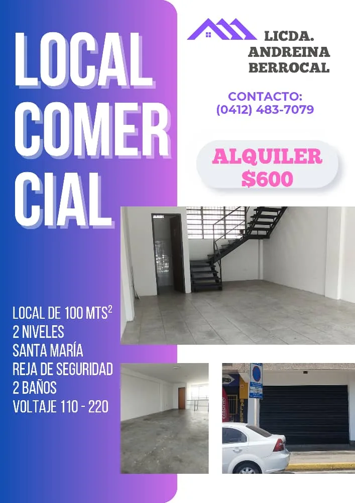 Local en Alquiler en Av Aránzazu, Sector El Prado/Santa Rosa 100m² — USD 600