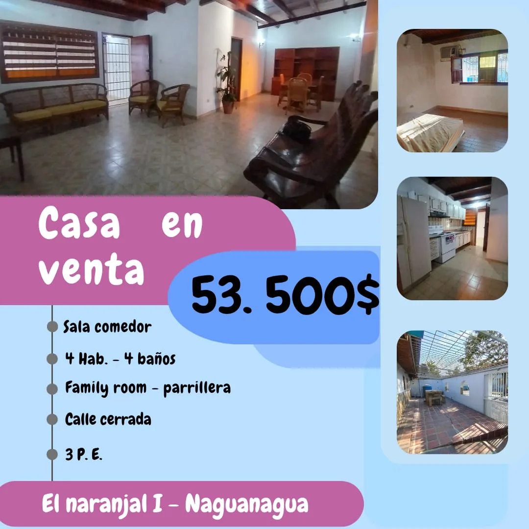 Casa en Venta en Urbanización El Naranjal I Naguanagua, sector la Campiña — 4 hab 145m² — USD 53,500