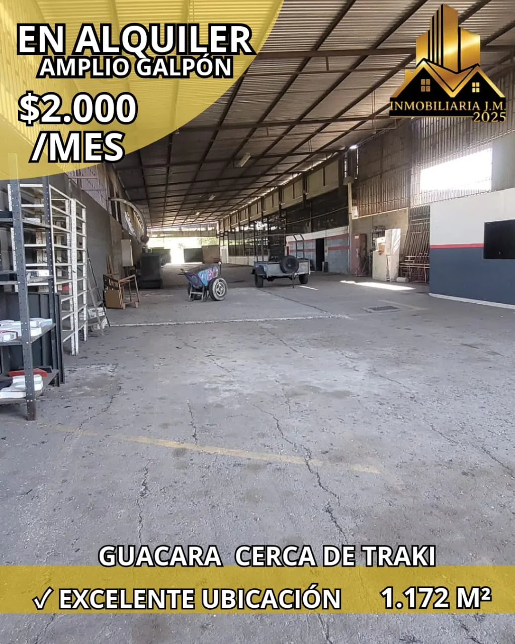 Galpón en Alquiler en Guacara 1172m² — USD 2,000