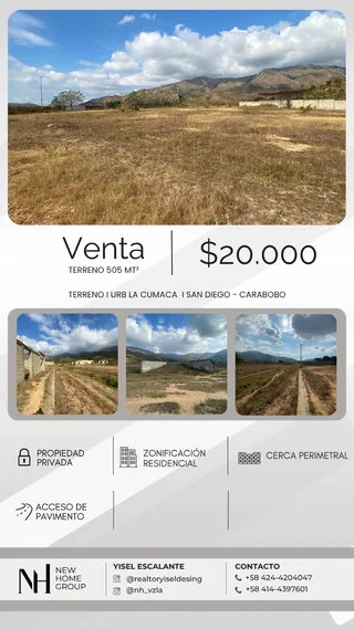 Terreno en Urb. La Cumaca, San Diego - Carabobo