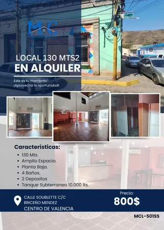 Local en Centro de Valencia (calle Soublette c/c Briceño Mendez)
