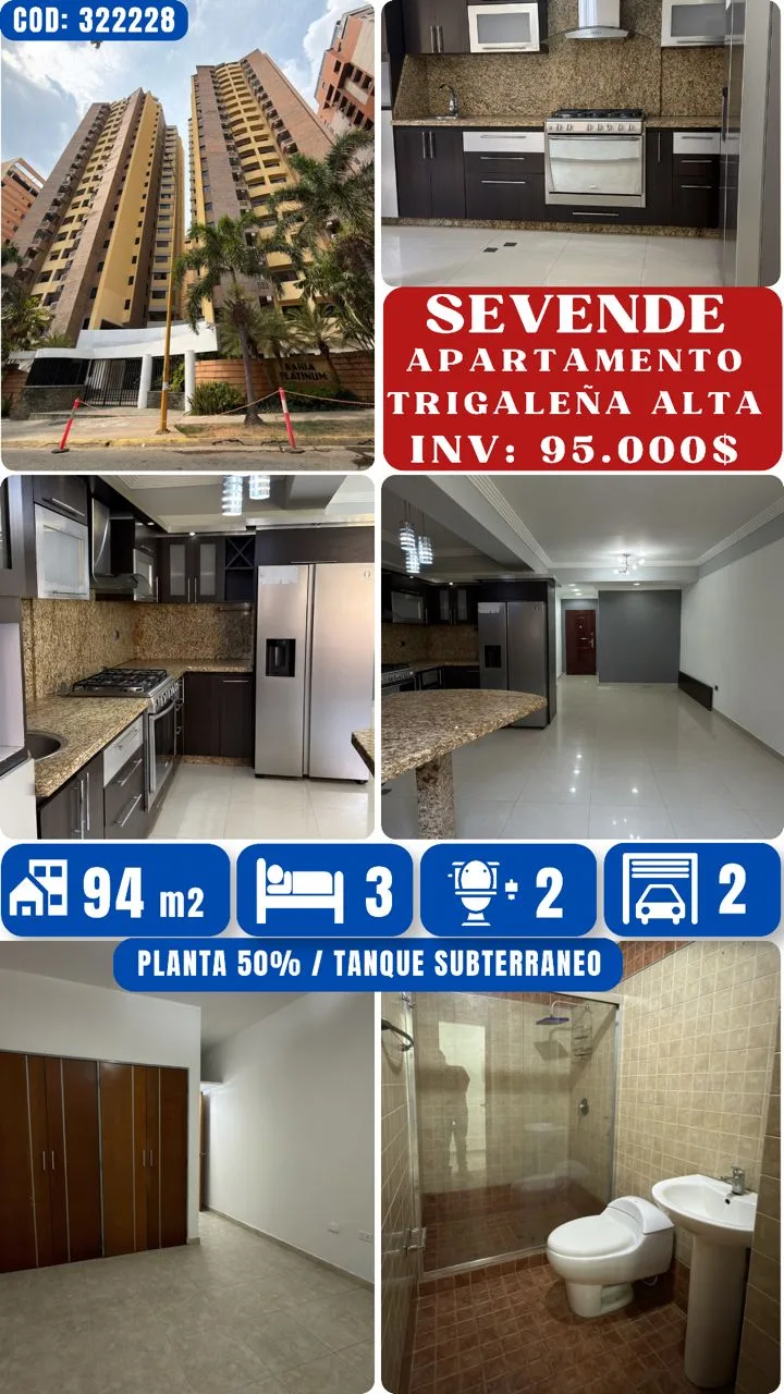 Apartamento en Venta en Urb Trigaleña Alta, Res Bahia Platinum — 3 hab 94m² — USD 95,000