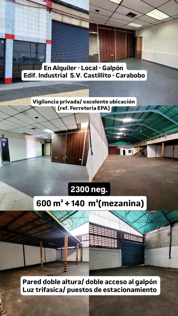 Local en Alquiler en Zona Industrial Castillito San Diego 740m² — USD 2,300