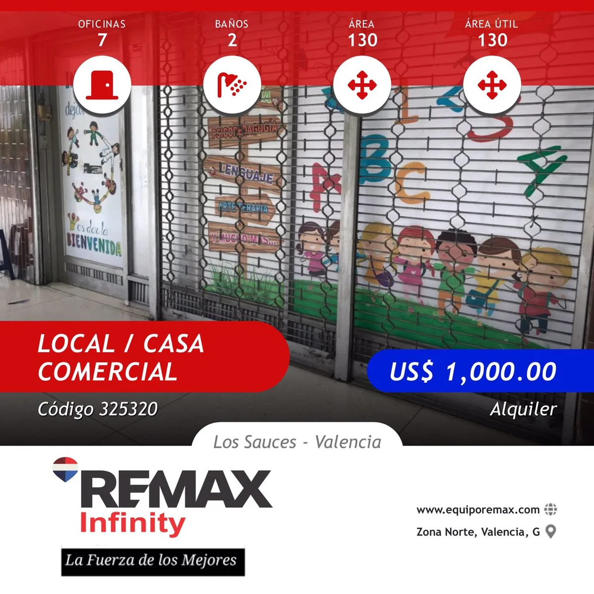 Local en Alquiler en Avenida Bolívar Norte — 7 hab 130m² — USD 1,000