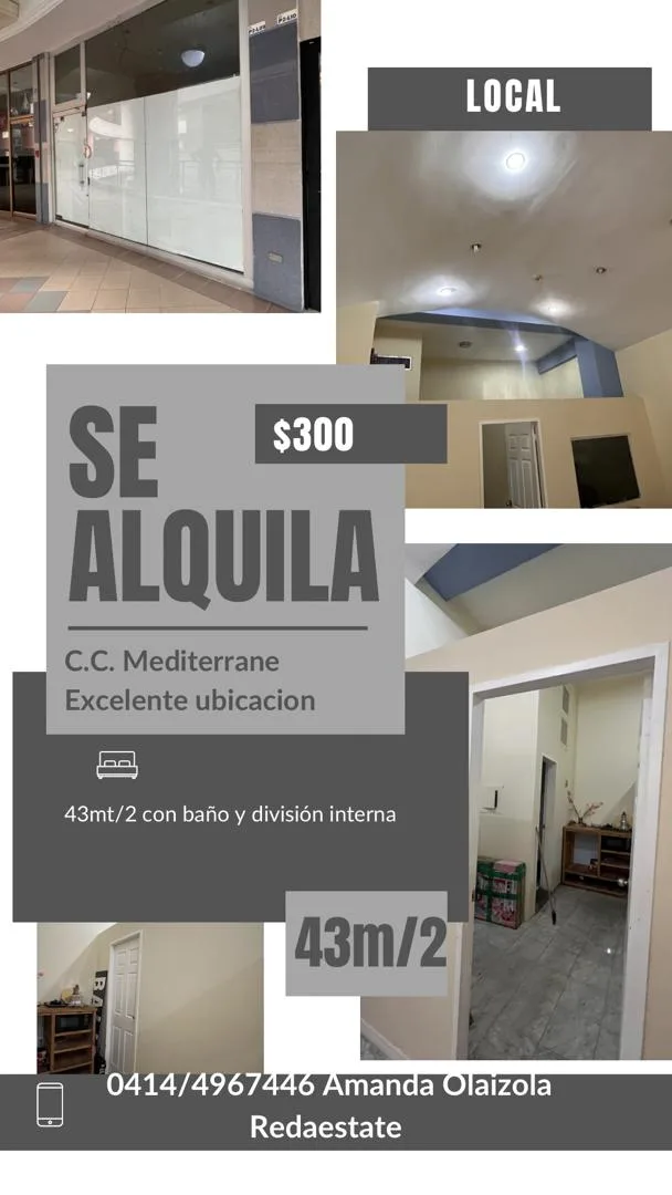 Local en Alquiler en C.C. MEDITERRANE 43m² — USD 330