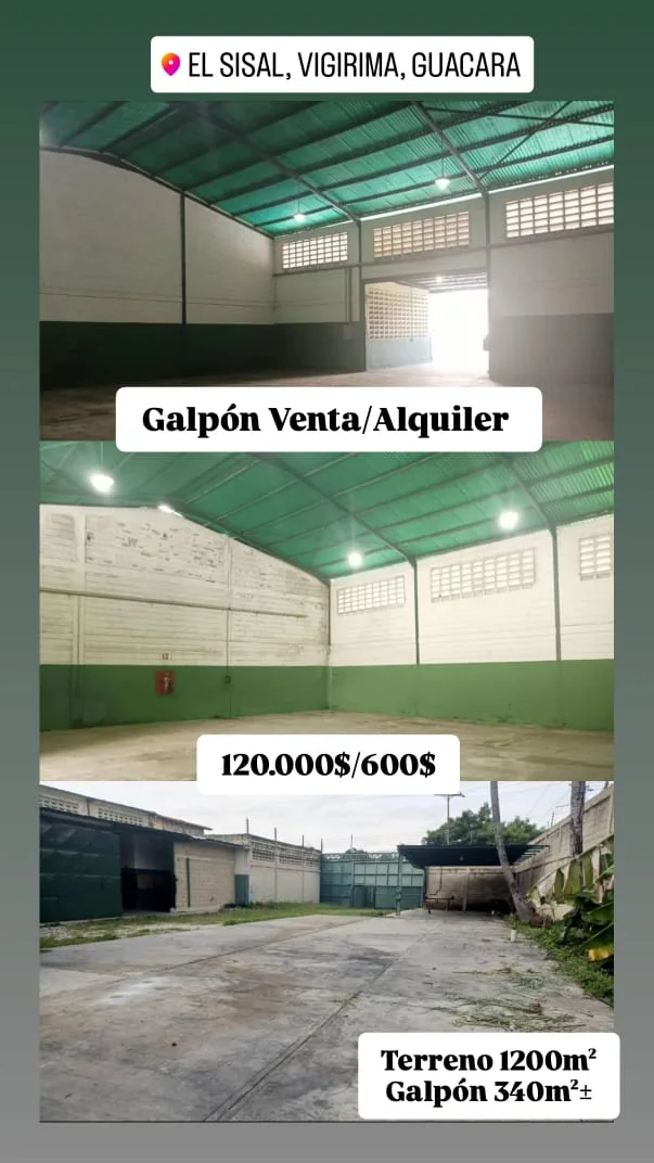 Galpón en Venta en Guacara, Sector Valle Dorado, El Sisal 1200m² — USD 120,000