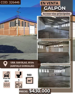 Galpón en URB. SAN BLAS, AV. 84 (AREVALO GONZALEZ)