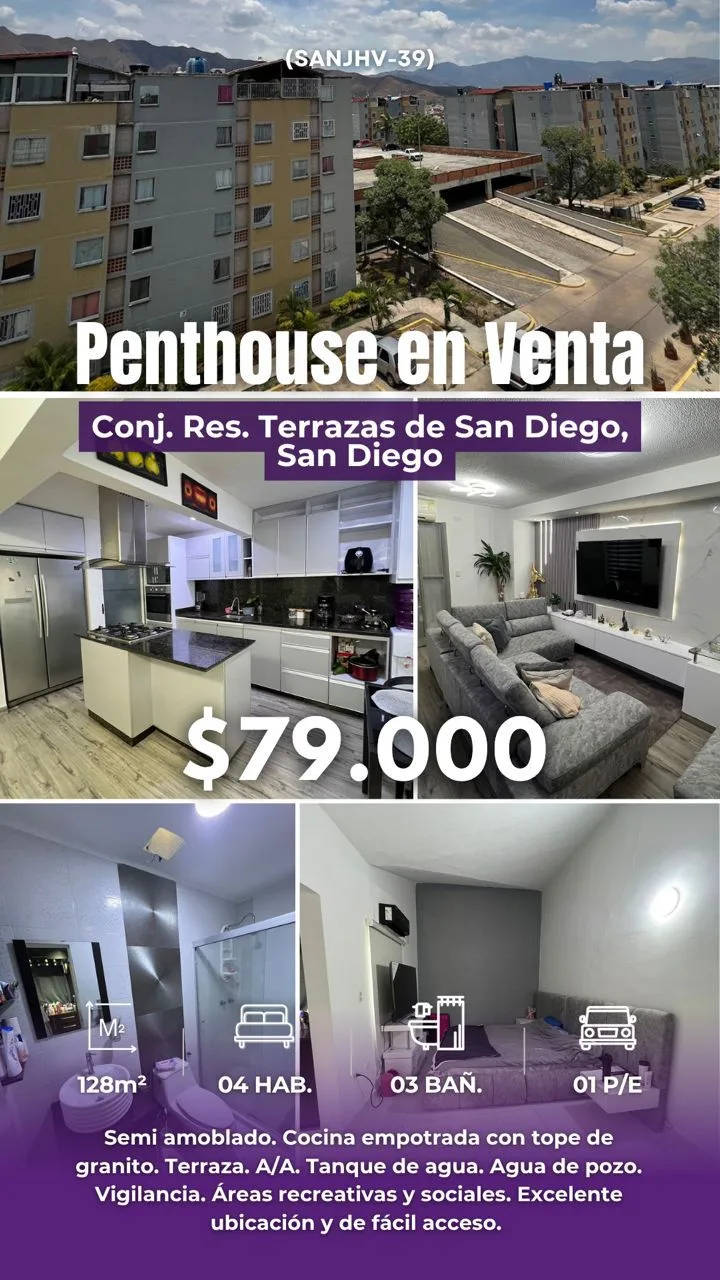 Penthouse en Venta en Terrazas de San Diego — 4 hab 128m² — USD 79,000