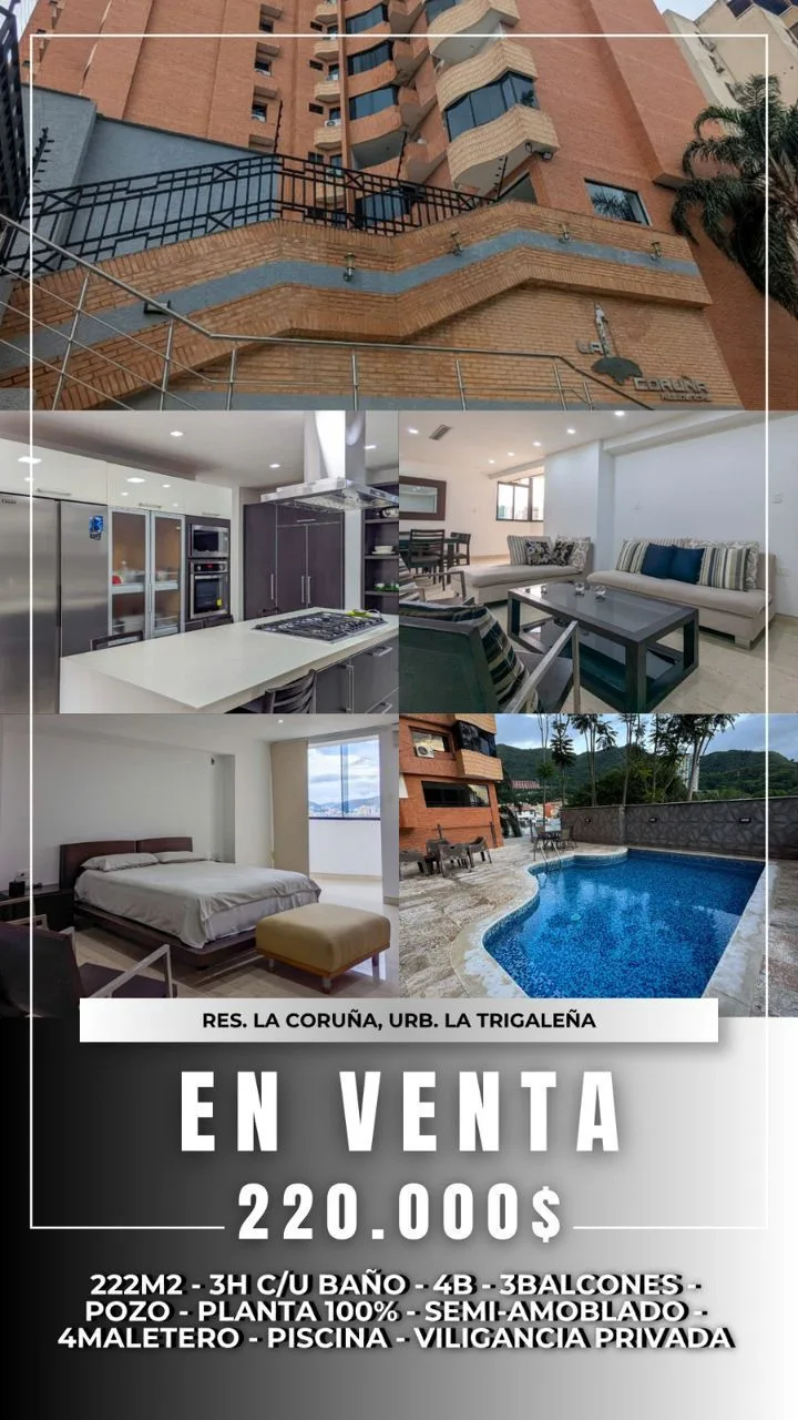 Apartamento en Venta en Res. La Coruña. Valencia. Carabobo — 4 hab 222m² — USD 220,000