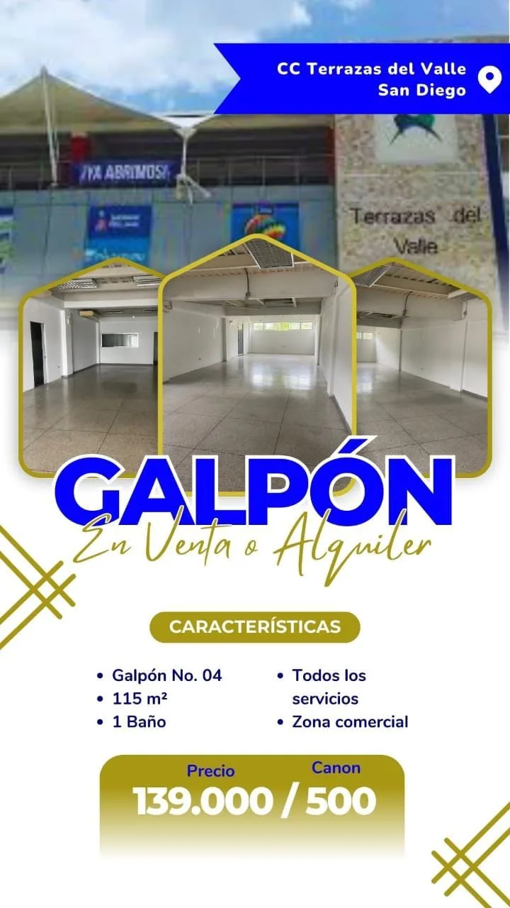 Local en Venta en Centro Comercial TERRAZAS DEL VALLE. San Diego. Carabobo 115m² — USD 139,000