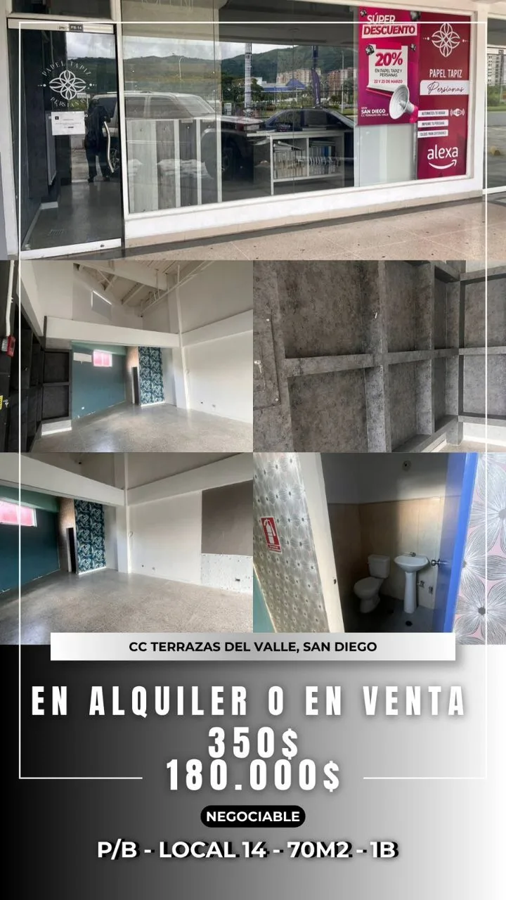 Local en Alquiler en TERRAZAS DEL VALLE 70m² — USD 350