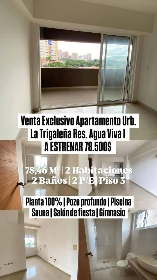 Apartamento en Venta en Urb. La Trigaleña, Res. Agua Viva I — 2 hab 78m² — Precio a consultar