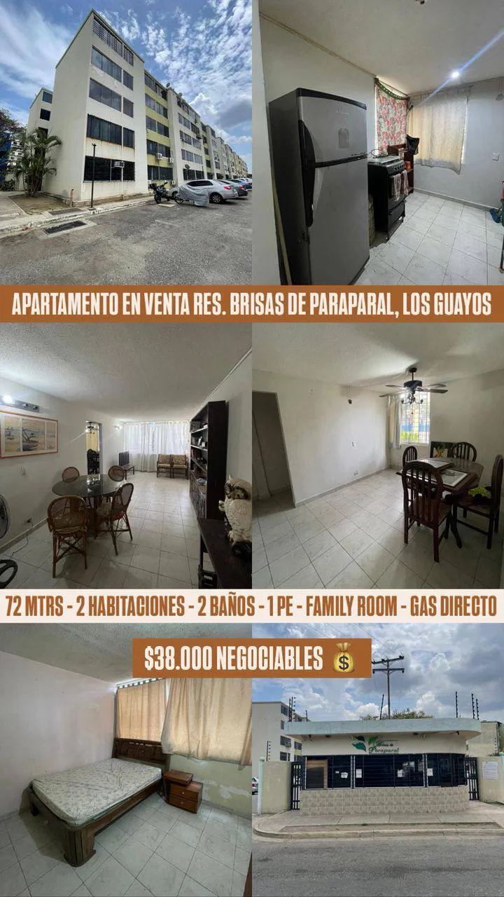 Apartamento en Venta en Resd.Brisas de Paraparal, Los Guayos — 2 hab 72m² — USD 38,000