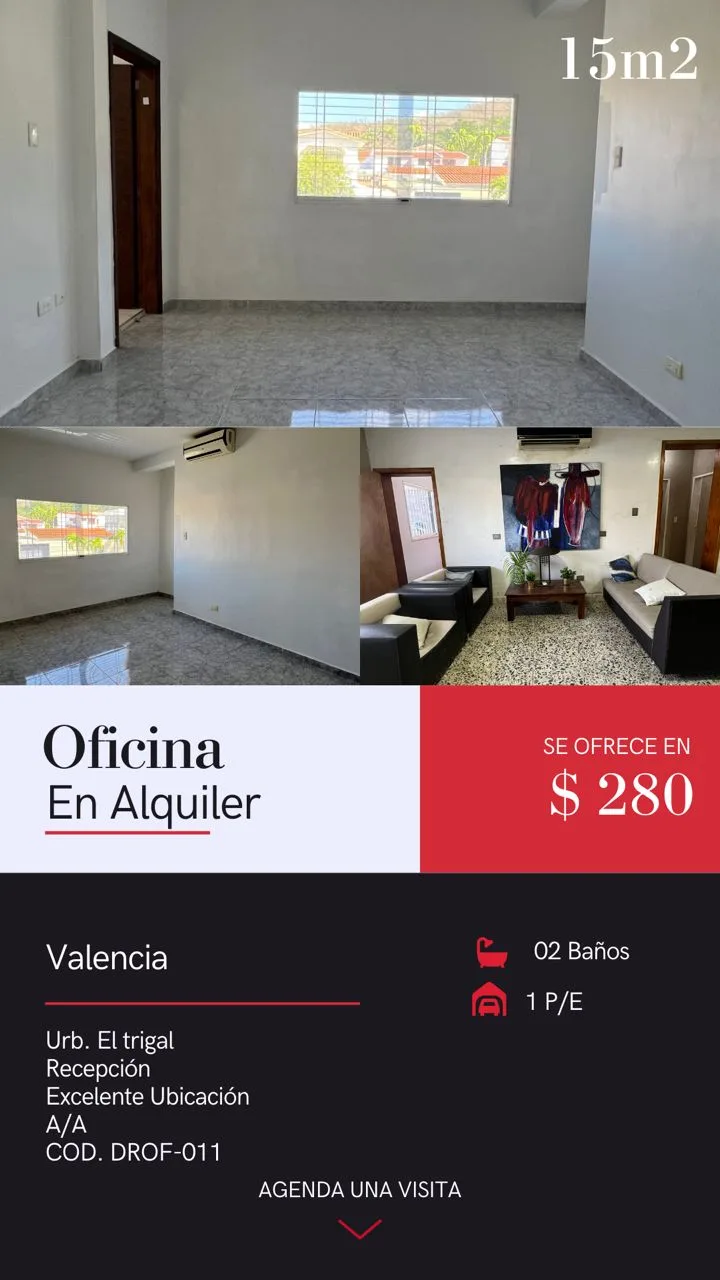 Oficina en Alquiler en Urb Parque el Trigal — USD 280