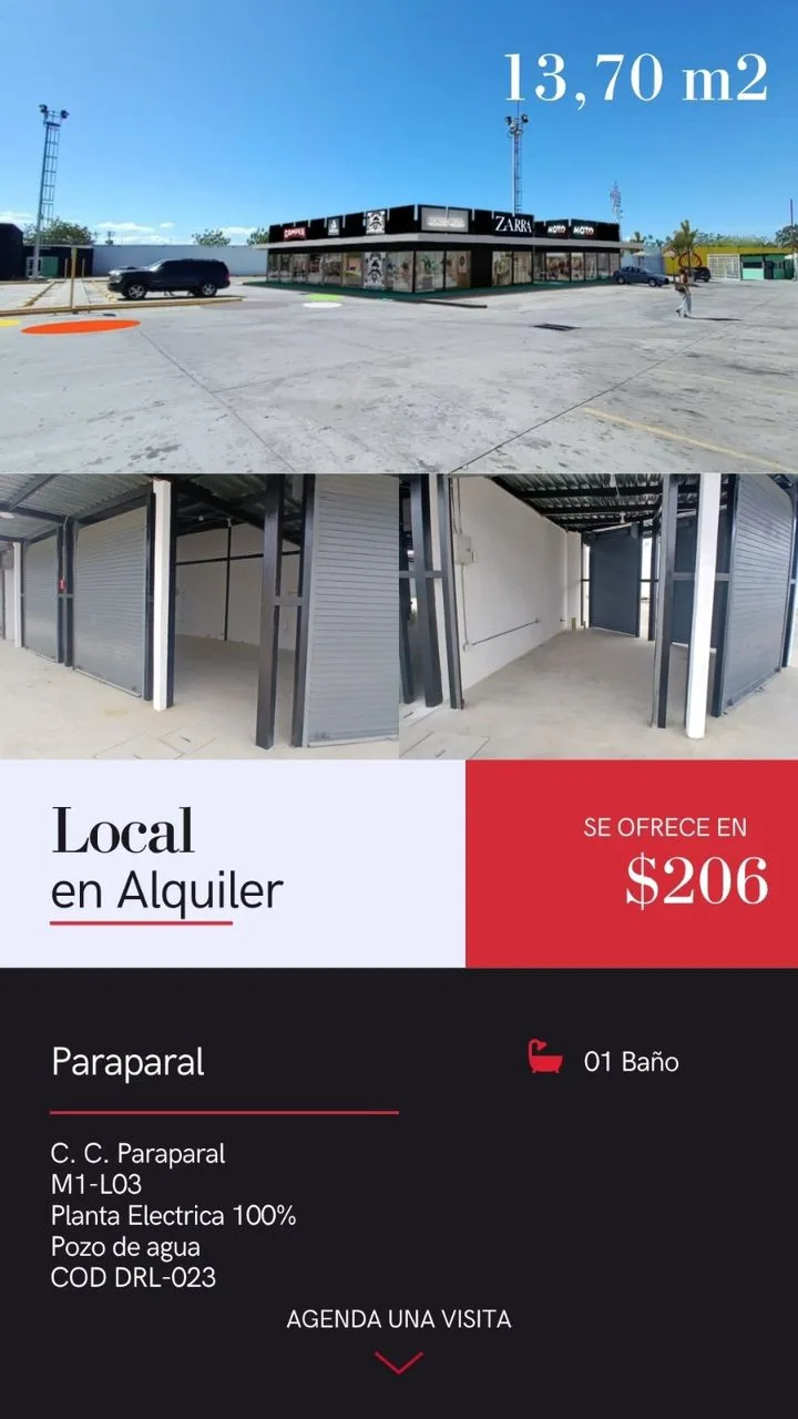 Local en Alquiler en C.C. Paraparal 14m² — USD 206