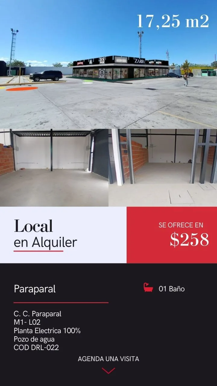 Local en Alquiler en C.C. Paraparal 17m² — USD 258