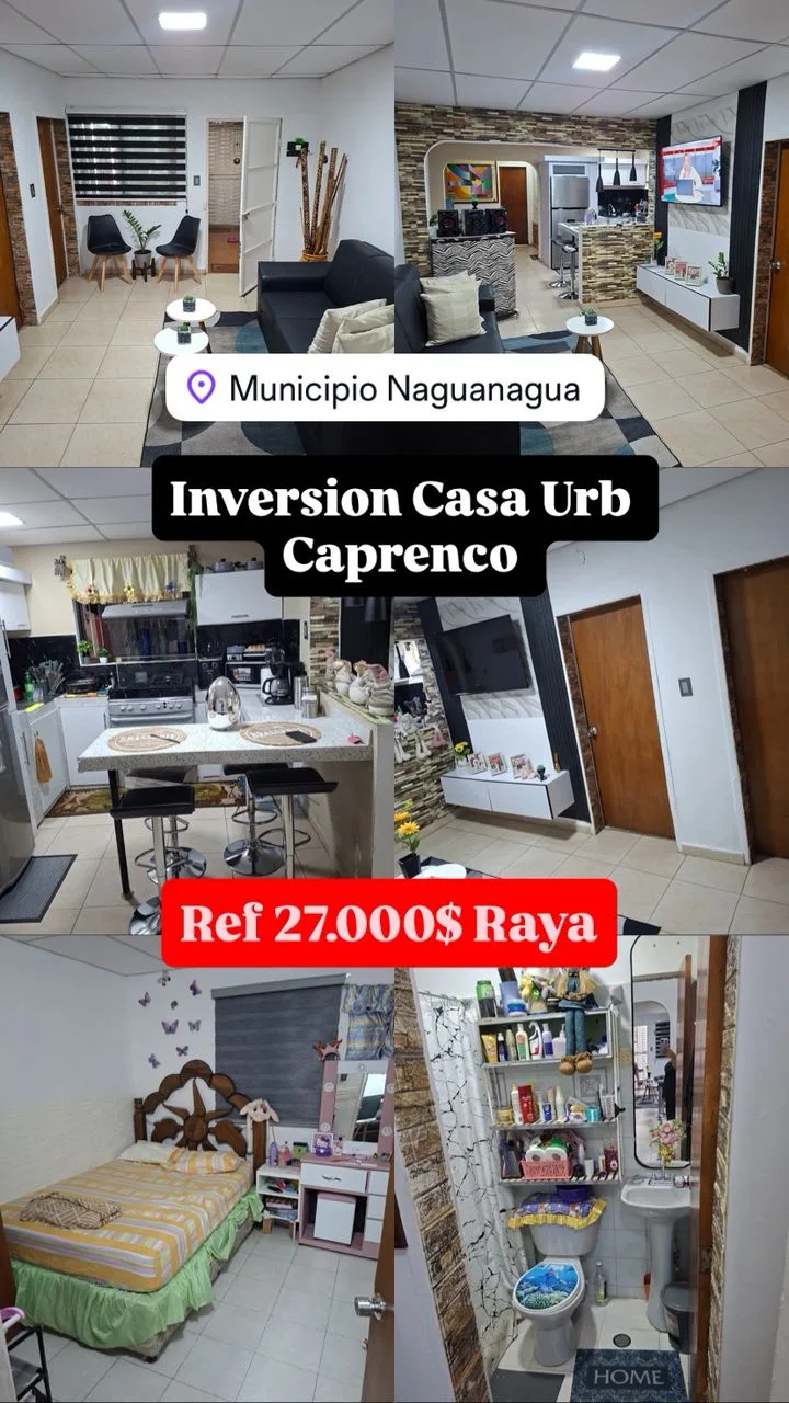 Casa en Venta en Urb Caprenco, Naguanagua — 2 hab 108m² — USD 27,000