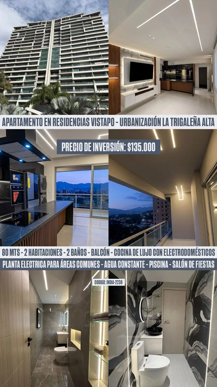 Apartamento en Venta en Residencias Vistapo, Urbanización La Trigaleña Alta — 2 hab 80m² — USD 135,000