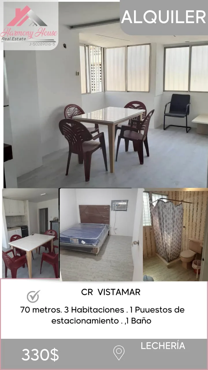 Apartamento en Alquiler en CR VISTAMAR — 3 hab 70m² — USD 330