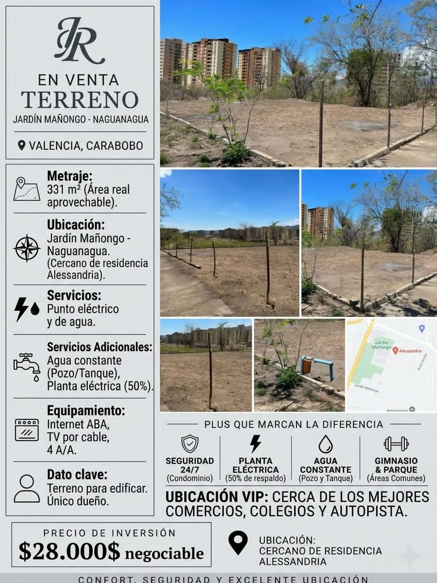 Terreno en Venta en jardín Mañongo 331m² — USD 28,000
