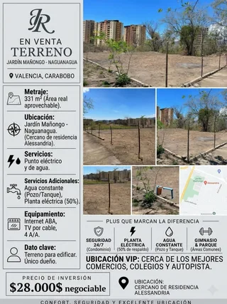 Terreno en jardín Mañongo