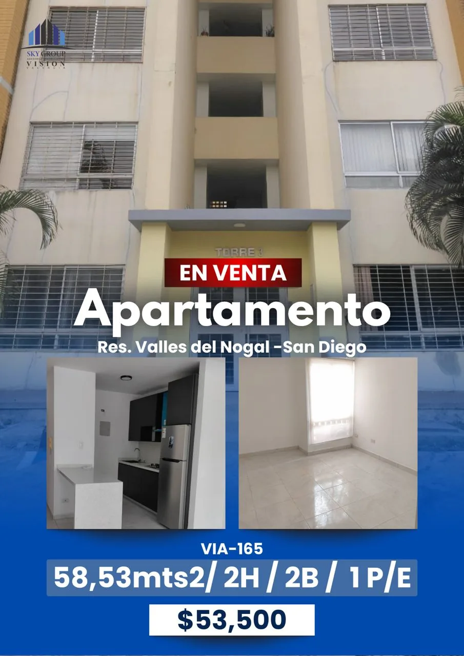 Apartamento en Venta en Valles del Nogal — 2 hab 58m² — USD 53,500
