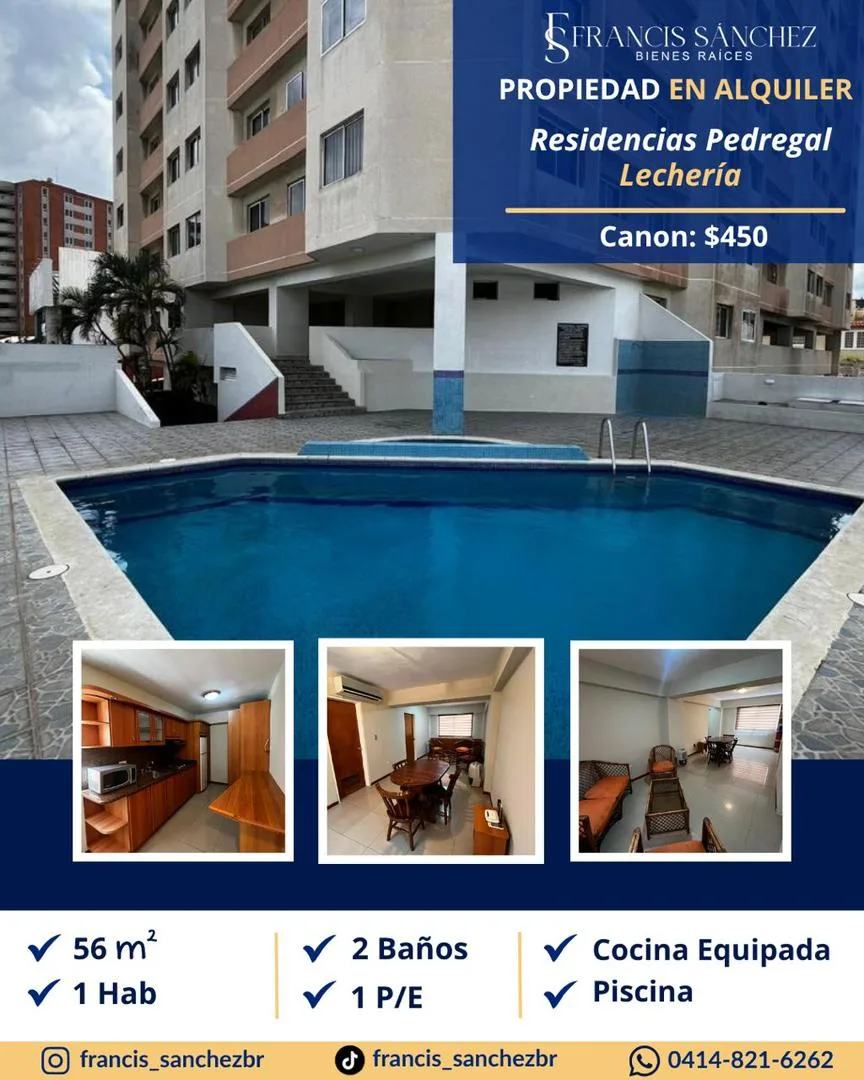 Apartamento en Alquiler en Pedregal Suites, El Peñon del Faro — 1 hab 56m² — USD 450