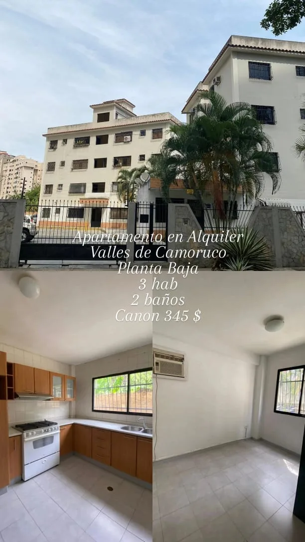 Apartamento en Alquiler en Valles de Camoruco — 3 hab — USD 345