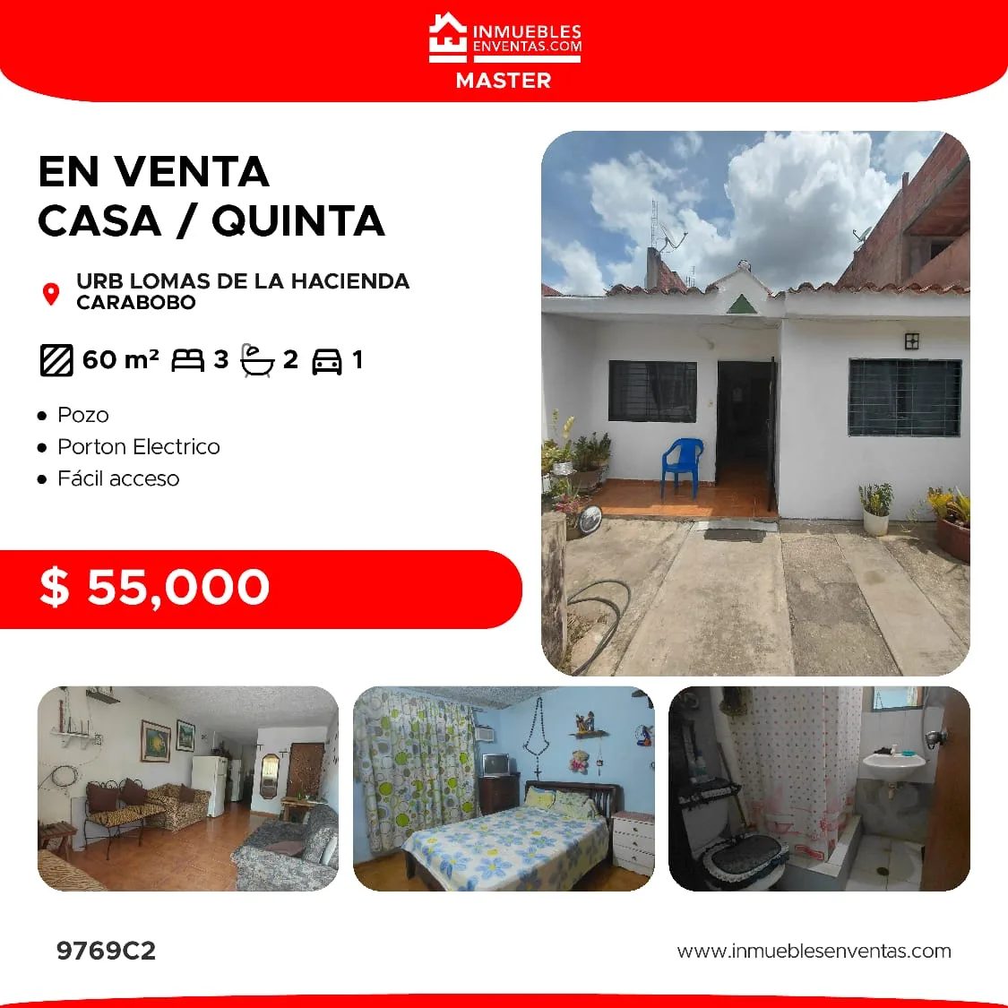 Casa en Venta en Urb Lomas de la Hacienda — 3 hab 75m² — USD 55,000