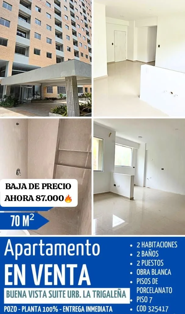 Apartamento en Venta en Urbanización La Trigaleña Conjunto Residencial Buena Vista Suite — 2 hab 70m² — USD 87,000