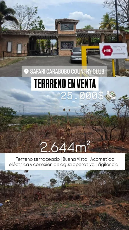 Terreno en Venta en Safari Country Club - Carabobo 2644m² — USD 25,000