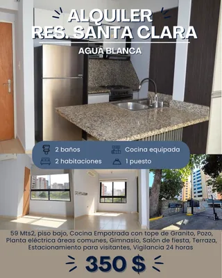 Apartamento en AGUA BLANCA. RES. SANTA CLARA