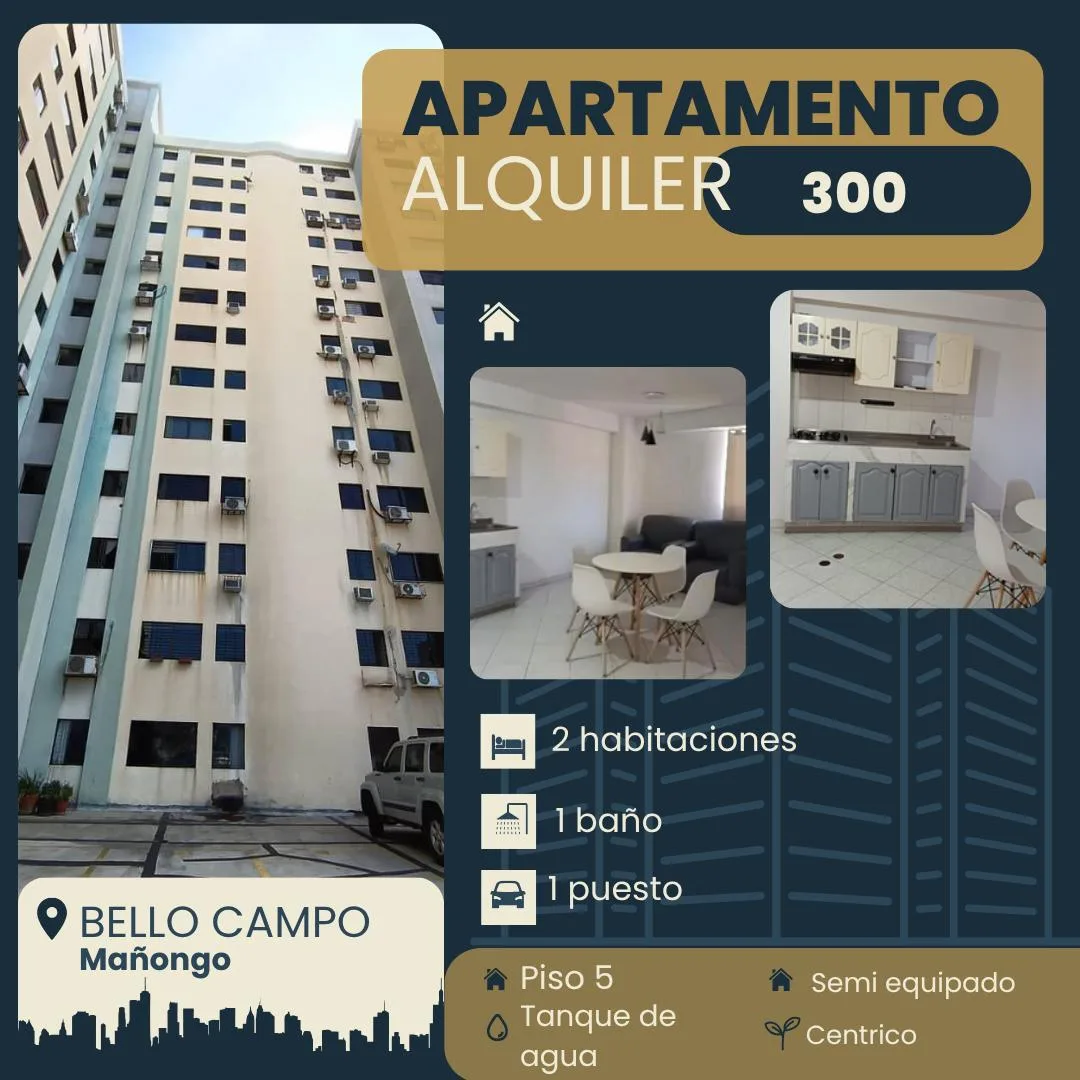 Apartamento en Alquiler en Resd. Bello Campo en Mañongo — 2 hab — USD 300