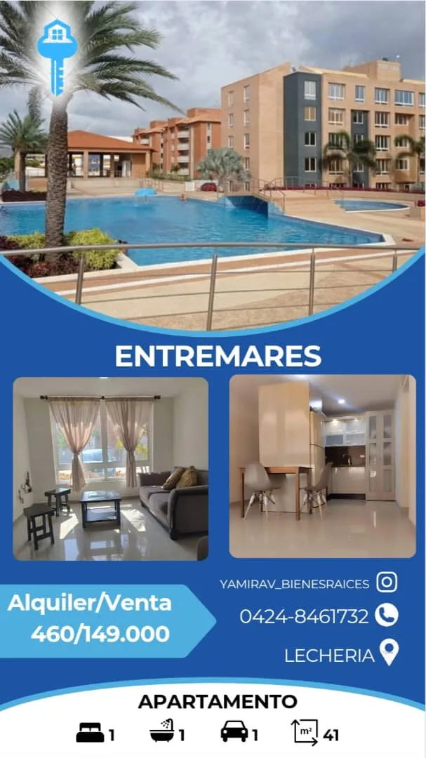 Apartamento en Alquiler en Conjunto Residencial Entremares, Lecheria — 1 hab 41m² — USD 149,000