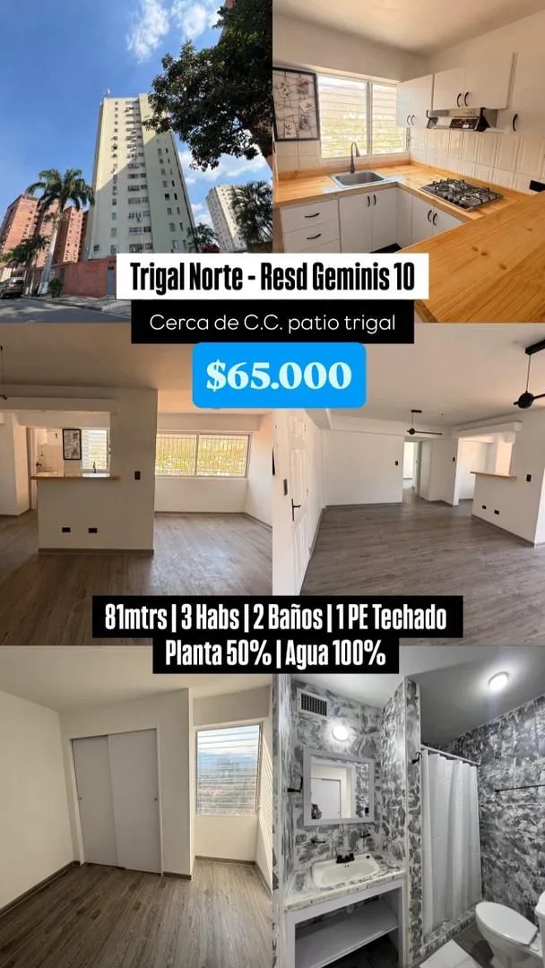 Apartamento en Venta en Residencias Geminis 10 - El Trigal, a una cuadra del C.C. patio trigal — 3 hab 81m² — USD 65,000