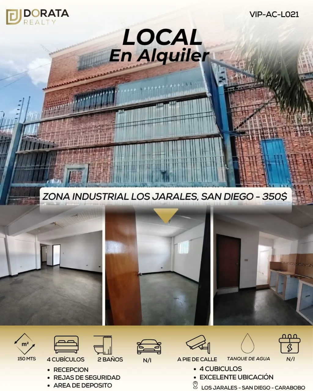 Local en Alquiler en Zona Industrial Los Jarales — 4 hab 150m² — USD 350