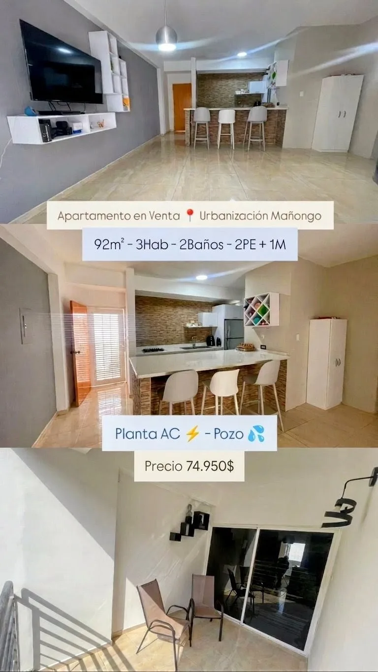 Apartamento en Venta en Urbanización Mañongo, Residencias Alessandria — 3 hab 92m² — USD 74,950