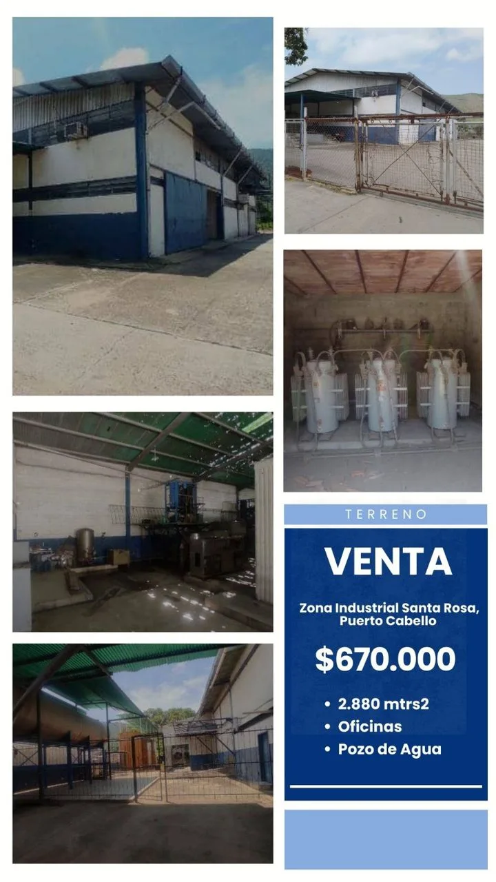 Terreno en Venta en Zona Industrial de Santa Rosa - Puerto Cabello 2880m² — USD 670,000