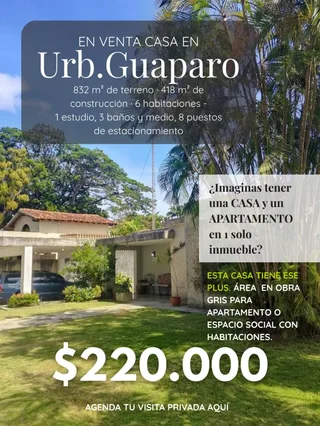 Casa en Urb. Guaparo